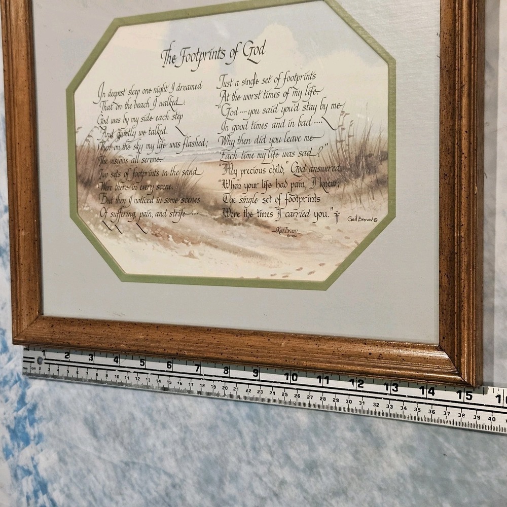 Footprints In The Sand Framed Print Gail Brown Christian Wall Decor - Picture 4 of 5